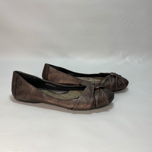 Born Womens Metallic Brown Leather Shoes Ballet Flats Casual Comfort Slip-On 8 - Picture 2 of 9